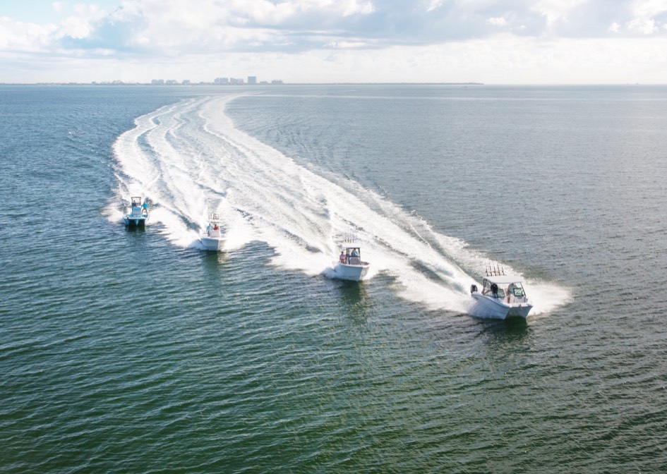 Aerial Shot of Boats Cruisin